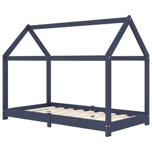 Vidaxl Estructura De Cama Infantil Madera Maciza Pino Gris 80x160 Cm_0