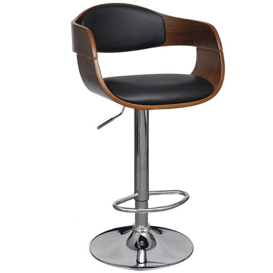 Taburetes De Cocina 2 Uds Cuero Sintético Madera Curvada Negro_0