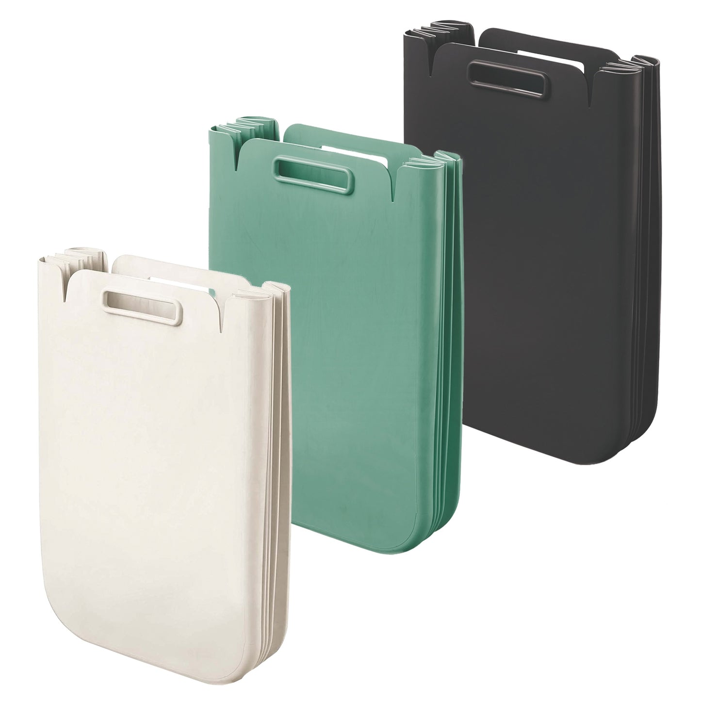 Set De 3x Contenedor Multiusos Plegable 25 Litros C/uno (75l Totales), En Plástico Reciclado, 45x30 Cms, En Color_0