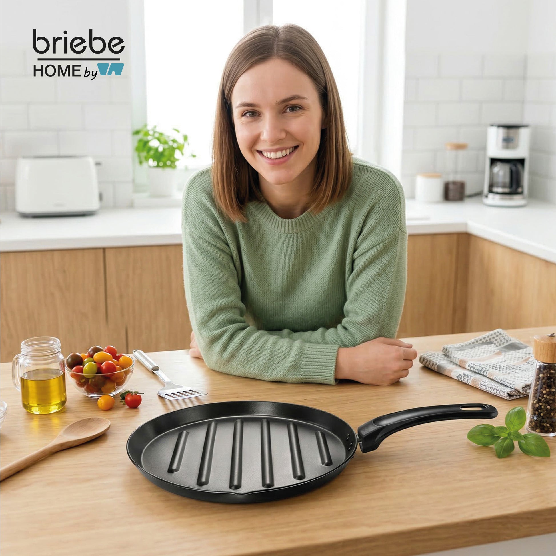Briebe Grill Asador Sartén Inducción Acero Forjado 28cm Antiadherente Sin Pfoa, Fabricada En España, Mare, Azul_1