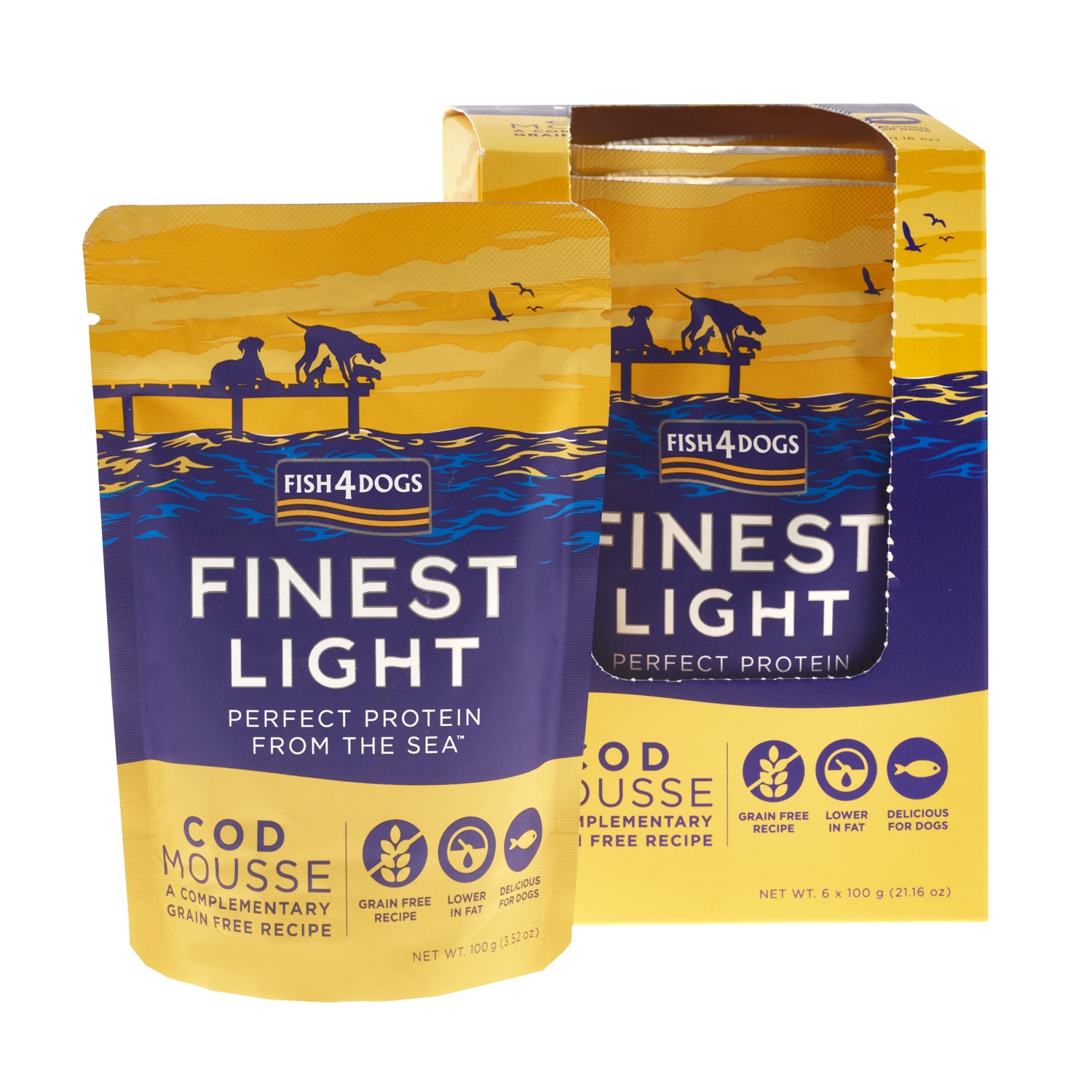 Fish4dogs Mousse Light Para Perro Sin Cereales – Bacalao 100 G (pack De 6)_0