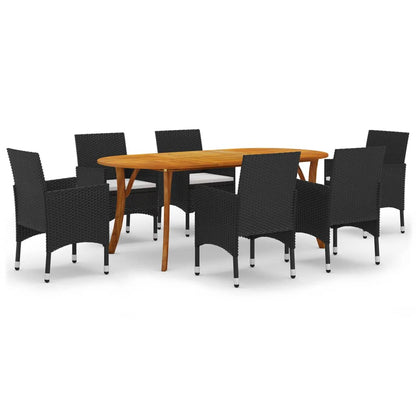 Juego De Comedor Para Jardín 7 Piezas Negro / Vetonek_2