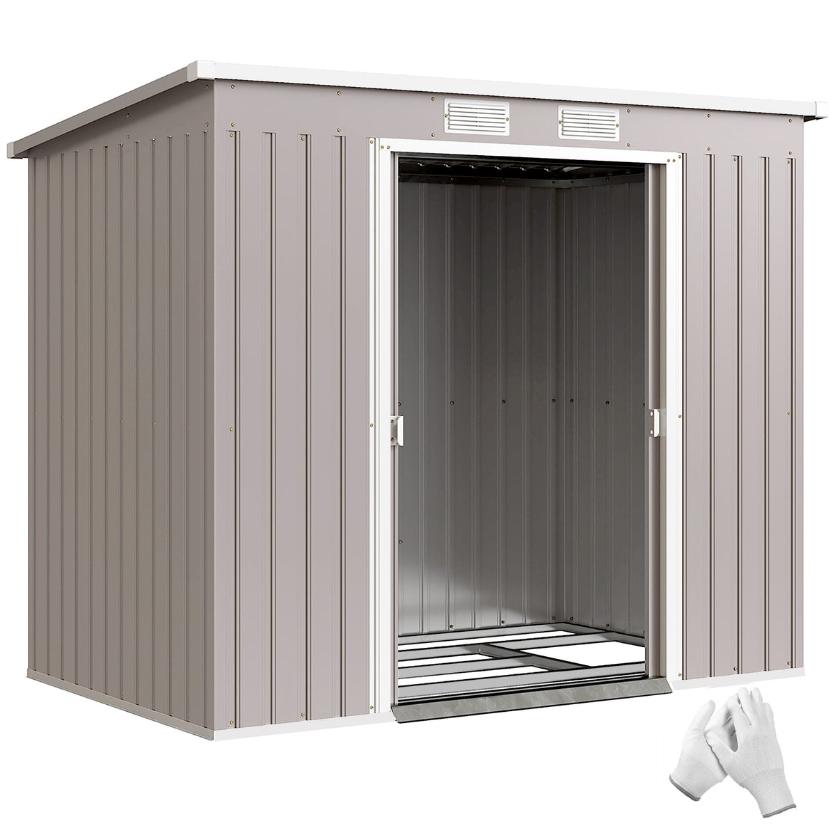 Cobertizo De Jardín Outsunny Acero Galvanizado Gris Claro 213x130x172 Cm_0
