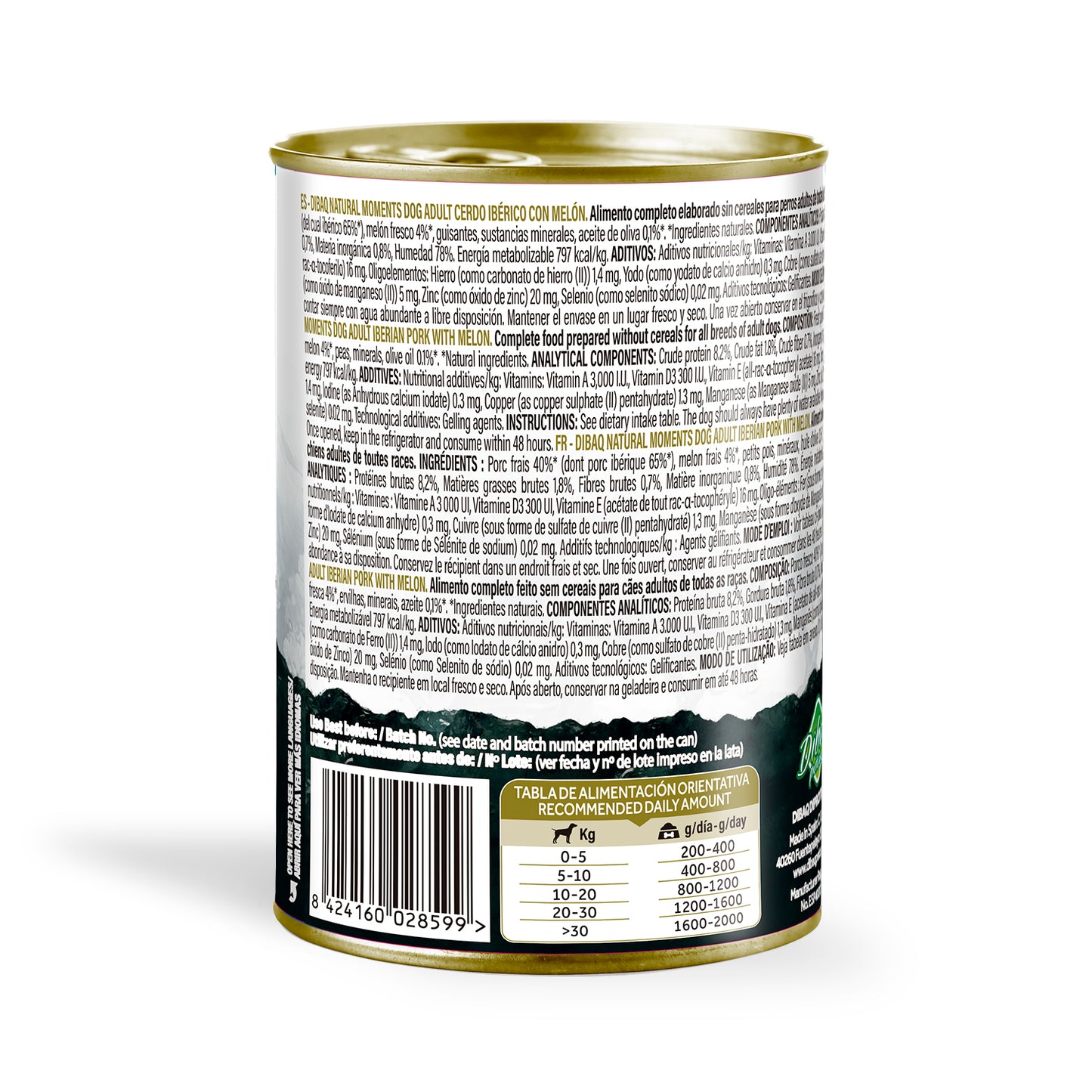 Dibaq Natural Moments Adulto Cerdo Ibérico Con Melón, 12 Latas X 380gr_2
