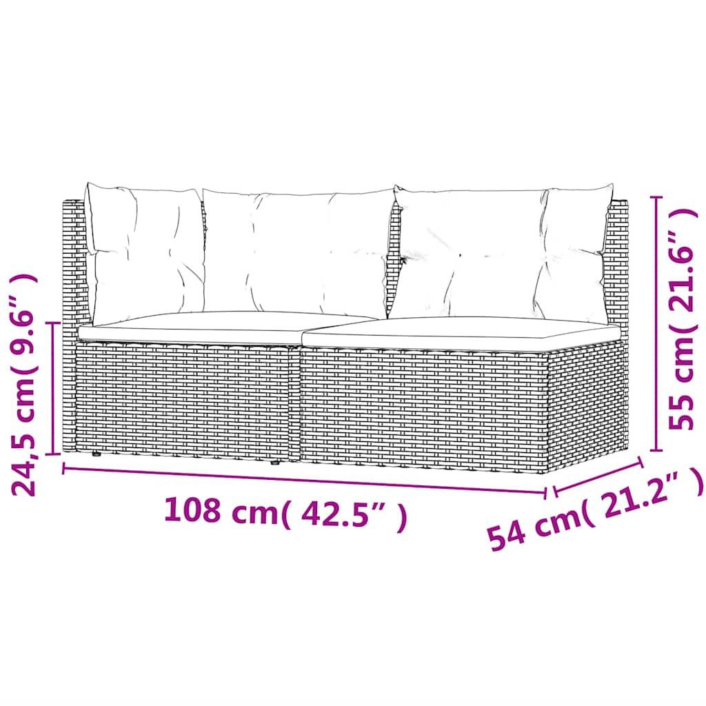Vidaxl Set De Muebles De Jardín 2 Pzas Cojines Ratán Sintético Gris_2