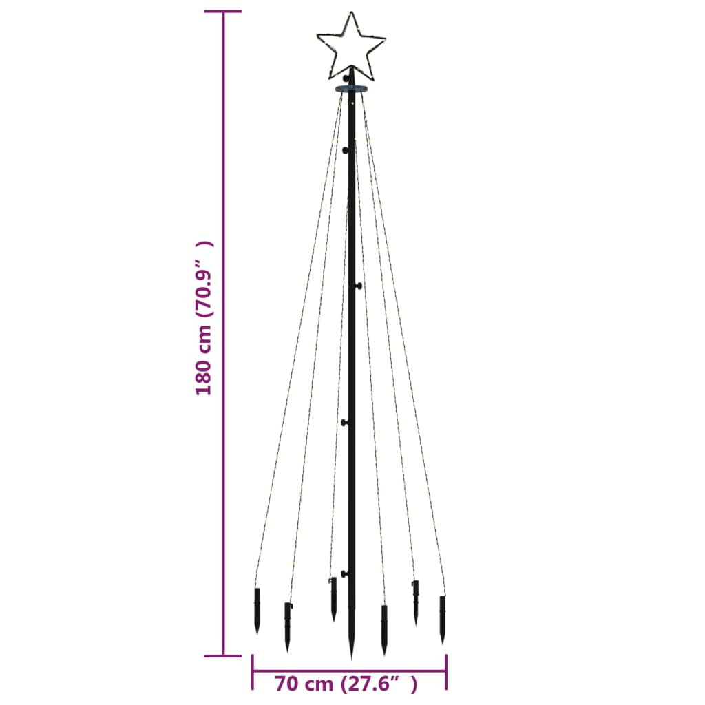 Vidaxl Árbol De Navidad Con Pincho 108 Led Blanco Frío 180 Cm_2