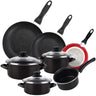 Pack De 3 Sartenes San Ignacio  Ø16cm Ø20cm Ø24cm + Batería De Cocina De 7 Piezas En Acero Vitrificado