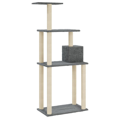 Vidaxl Rascador Para Gatos Con Postes De Sisal Gris Oscuro 147 Cm_5