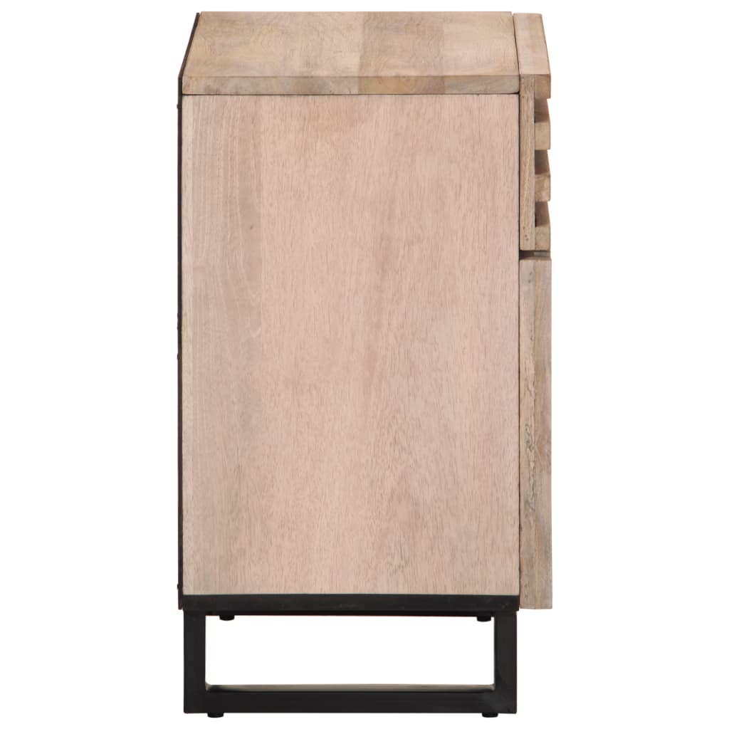 Mesita De Noche De Madera Maciza De Mango Rugosa 50x34x60 Cm_1