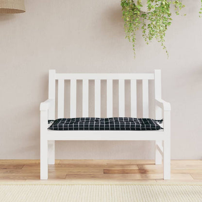 Vidaxl Cojín De Banco Jardín Tela Oxford A Cuadros Negro 100x50x7 Cm_1