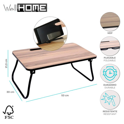 Well Home Bandeja Portátil Para La Cama En Mdf Y Melamina 53x30,5x5cm