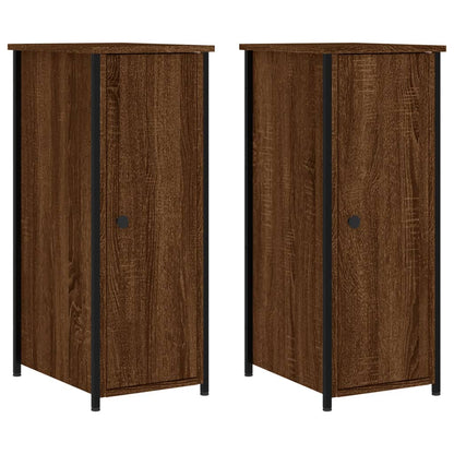 Mesitas Noche 2 Uds Madera Ingeniería Marrón Roble 32x42x80 Cm_0
