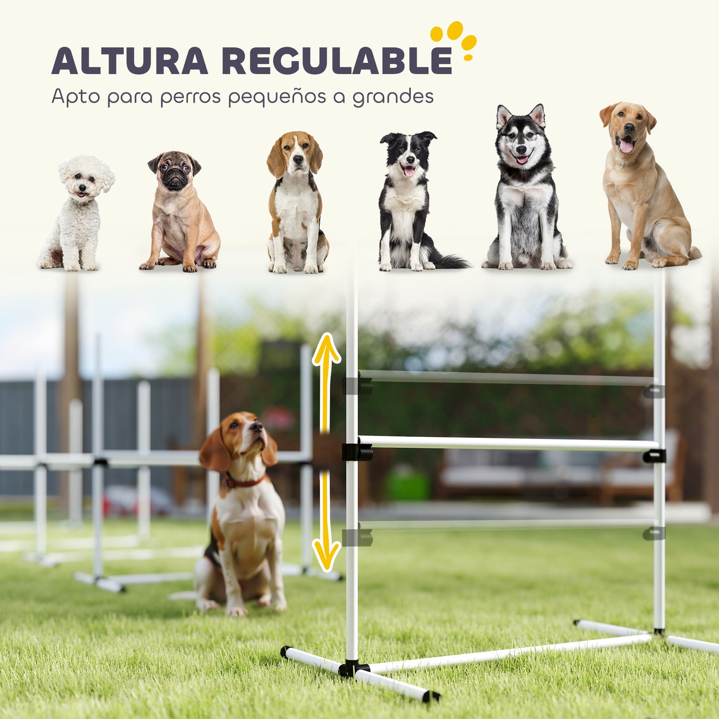 Pawhut Set Entrenamiento Agilidad Perros 4 Vallas De Salto Con Altura Ajustable_3