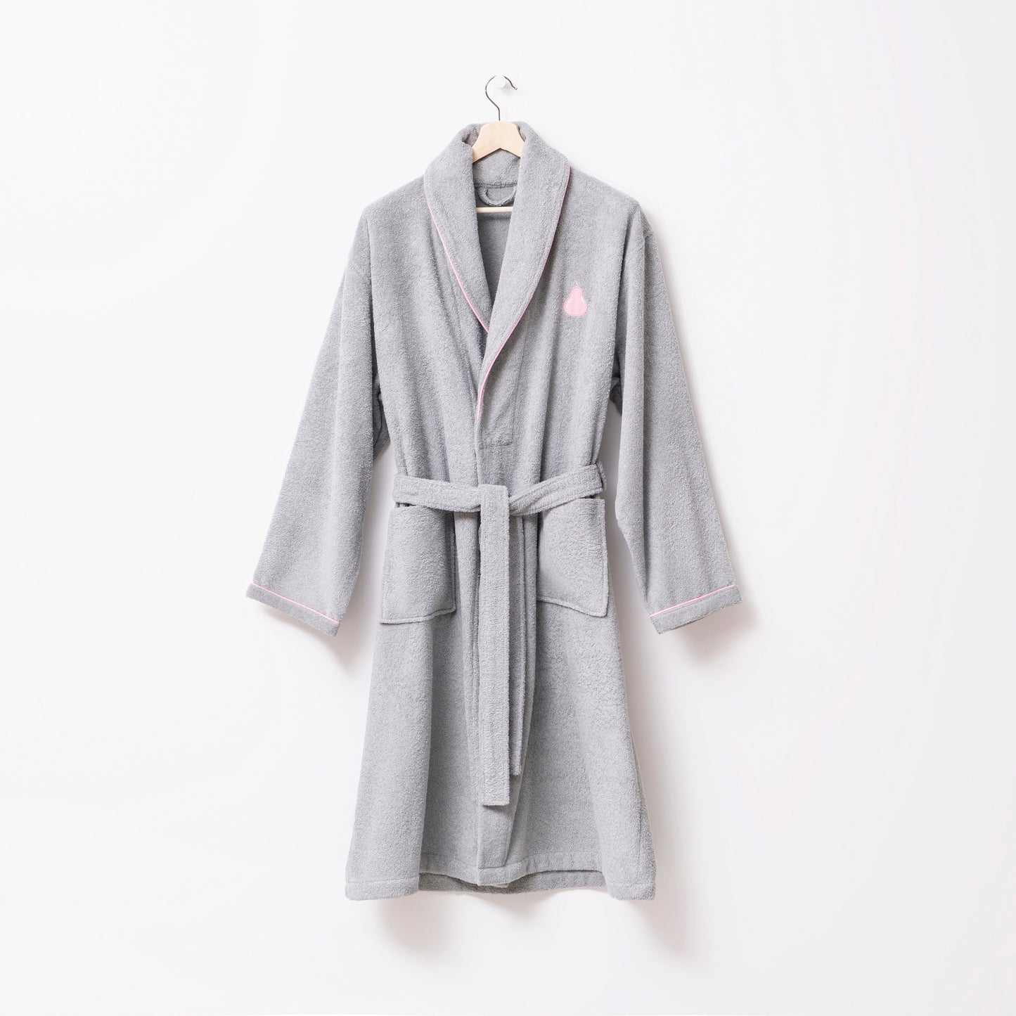 Albornoz L/xl 380gsm 100%algodon Gris Con Pera Rosa Benetton Fruits Be_4