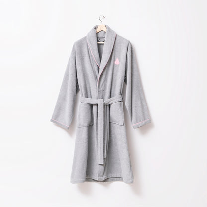 Albornoz L/xl 380gsm 100%algodon Gris Con Pera Rosa Benetton Fruits Be_4