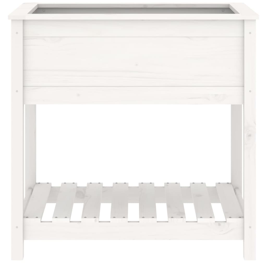 Jardinera Con Estante Madera Maciza De Pino Blanco 82,5x54x81cm_4