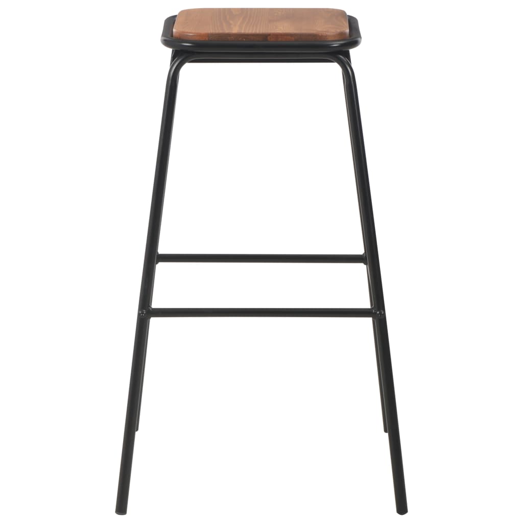 Taburetes De Cocina 6 Uds Madera Maciza De Pino Y Acero Negro_1