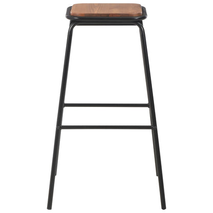 Taburetes De Cocina 6 Uds Madera Maciza De Pino Y Acero Negro_1