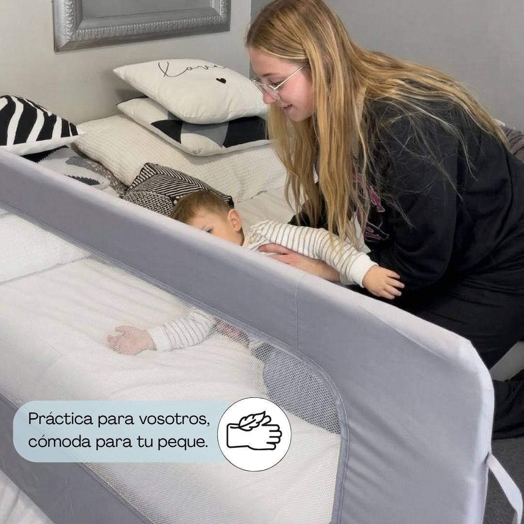 Barandilla De Cama Infantil 180 Cm – Altura Ajustable, Sistema Abatible, Malla Transpirable, Seguridad Anticaídas Bathby_3