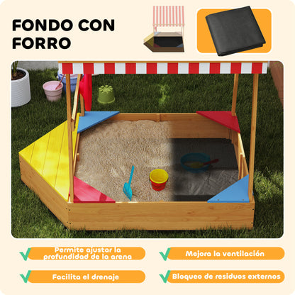 Aiyaplay Arenero Para Niños De +3 Años En Forma De Barco Con Toldo Natural_5