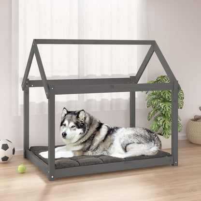 Vidaxl Cama Para Perros Madera Maciza De Pino Gris 111x80x100 Cm_1