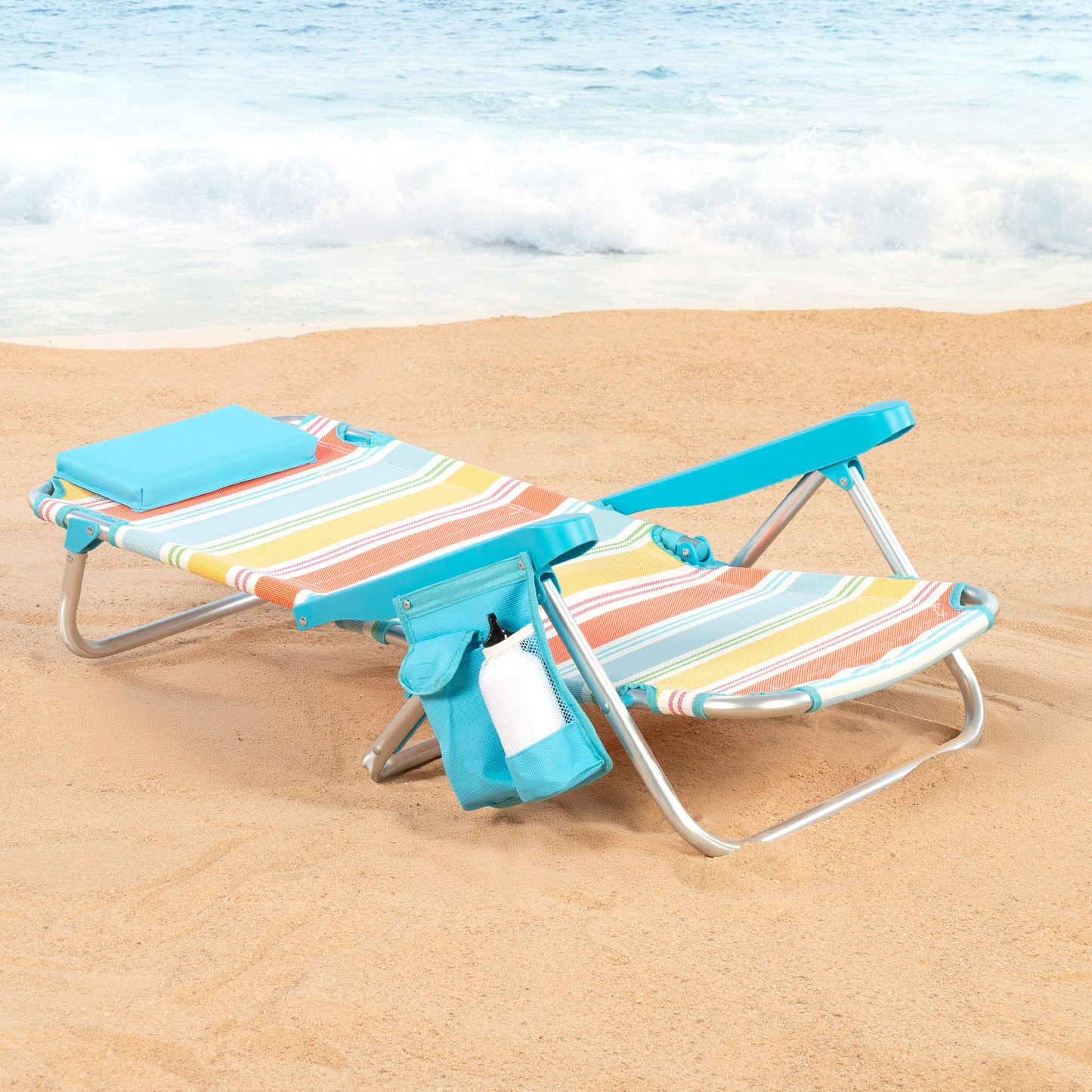 Aktive Pack 2 Sillas Plegables Playa 48x48x75 Cm Multicolor 5 Posiciones Con Cojín Y Bolsillos_2