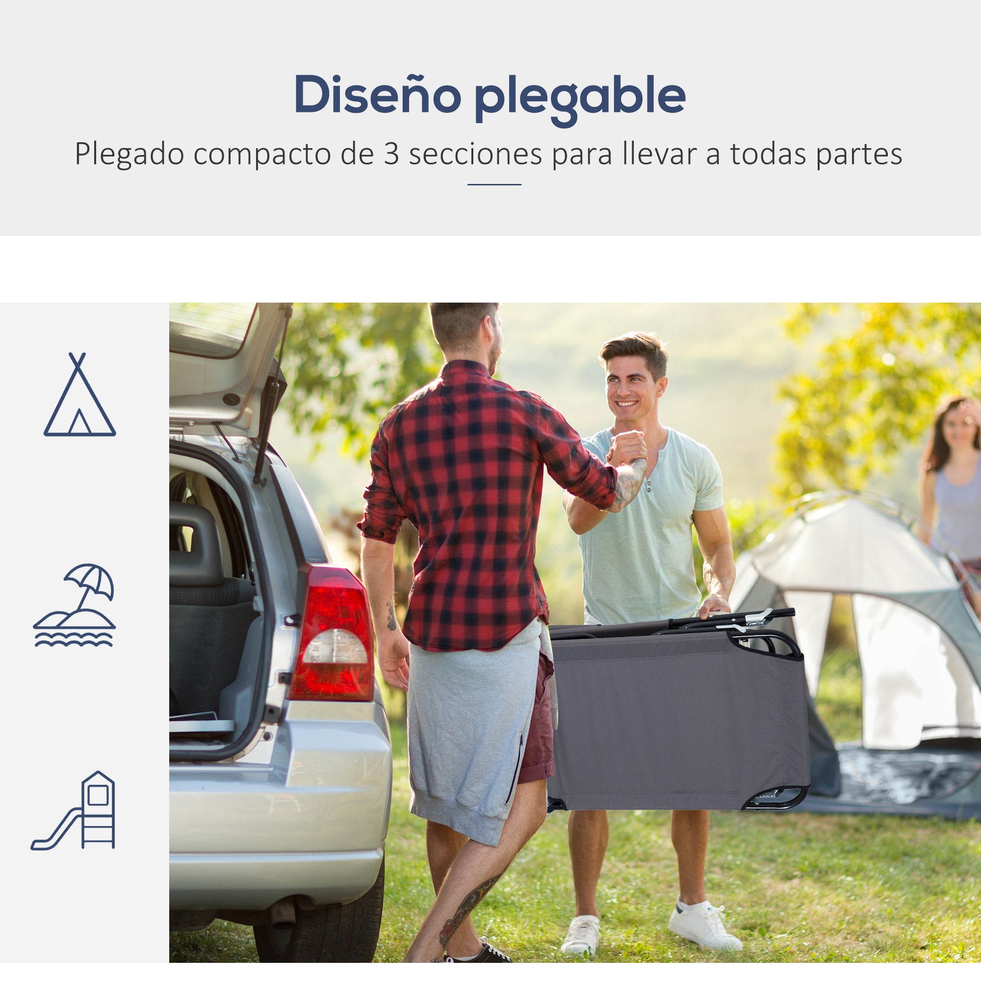Outsunny Juego De 2 Tumbonas Plegables Con Respaldo Ajustable 190x56x28 Cm Gris_3