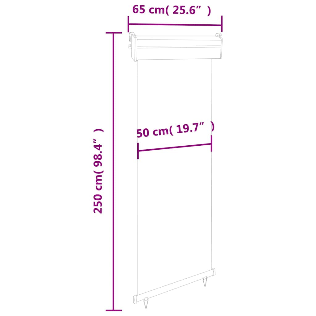 Vidaxl Toldo Lateral De Balcón Gris 65x250 Cm_2