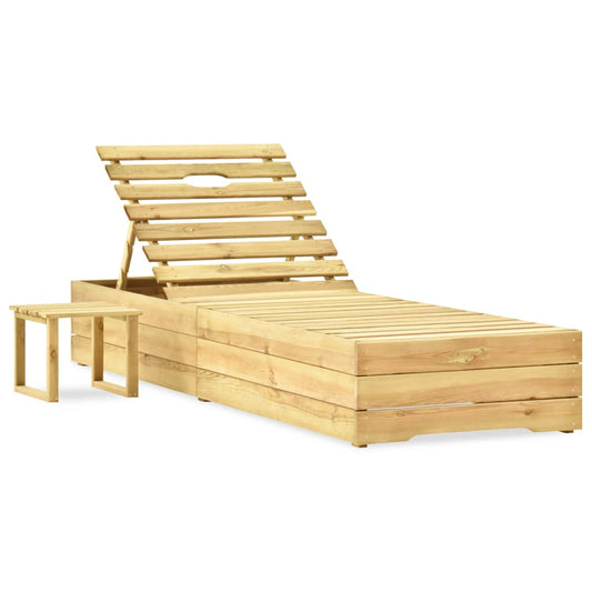 Tumbona Con Mesa De Madera De Pino Impregnada Verde_0