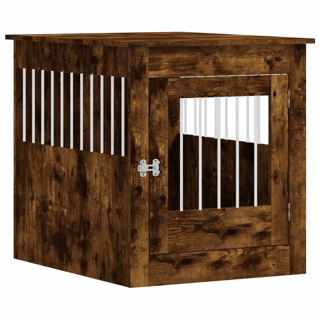 Vidaxl Jaula Para Perros Madera Ingeniería Roble Ahumado 64,5x80x71 Cm_0