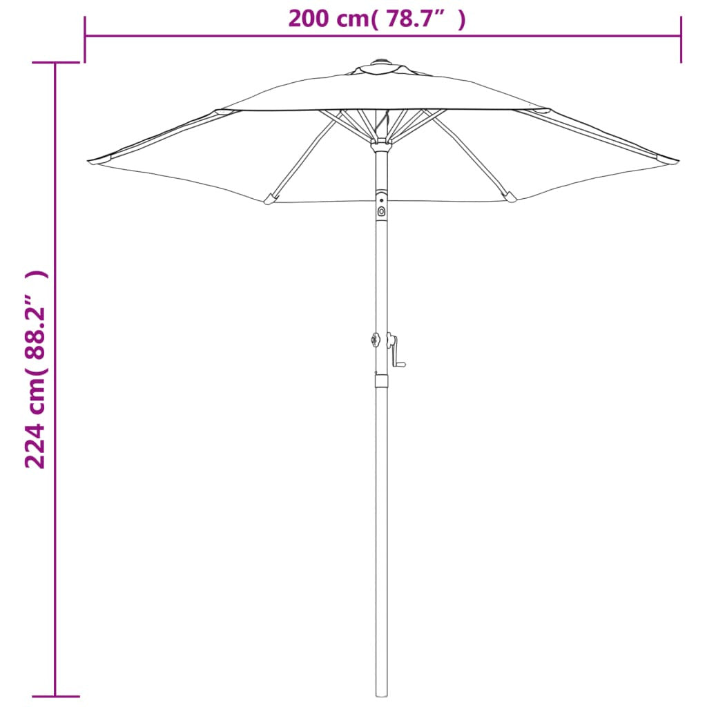 Vidaxl Sombrilla De Aluminio Verde 200x224 Cm_2