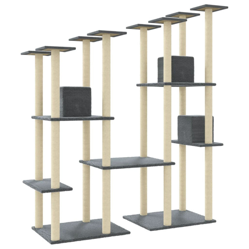 Vidaxl Rascador Para Gatos Con Postes De Sisal Gris Oscuro 174 Cm_5