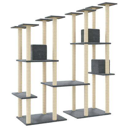 Vidaxl Rascador Para Gatos Con Postes De Sisal Gris Oscuro 174 Cm_5