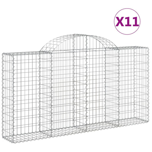 Cestas De Gaviones 11 Uds Forma Arco Hierro 200x30x100/120 Cm_0