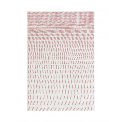 Alfombra Salón Shaggy Rosa Y Blanco Motivos Geométricos 100x150cm- Decoración- Mobiliario Del Hogar_0