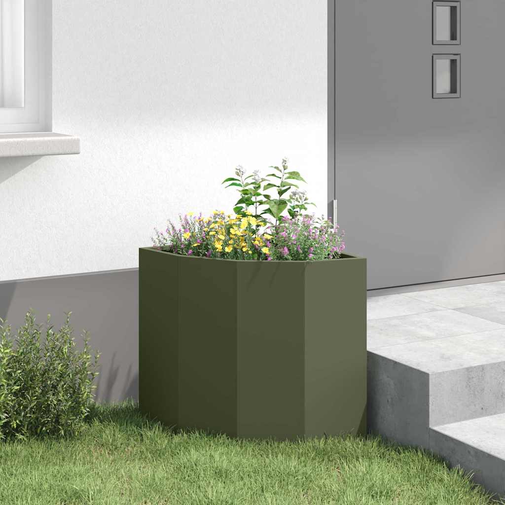 Macetero De Esquina Verde Oliva 45 X 45 X 50 Cm Acero_3