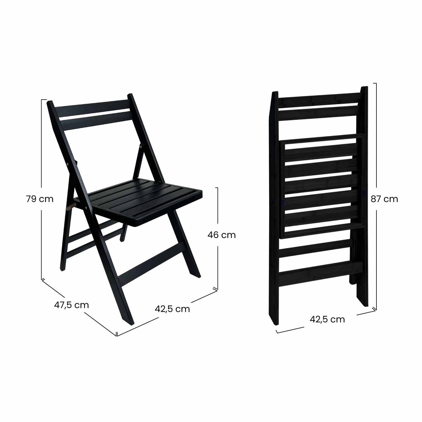 Pack 4 Sillas Plegables De Madera De Bambú 42.5x47.5x79cm O91_5