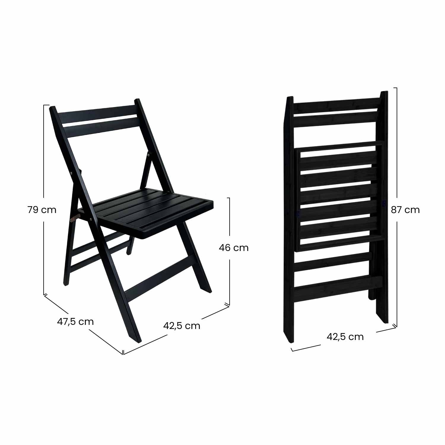 Pack 2 Sillas Plegables De Madera De Bambú 42.5x47.5x79cm O91_5