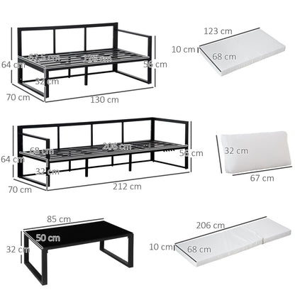 Outsunny Conjunto De Muebles De Jardín Con Mesa Sofá Doble Y Sofá De 3 Plazas_2