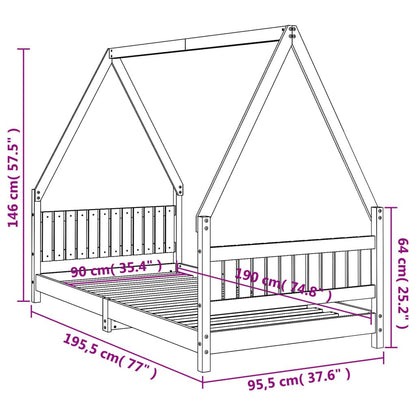 Vidaxl Estructura De Cama Para Niños Madera De Pino Blanco 90x190 Cm_2