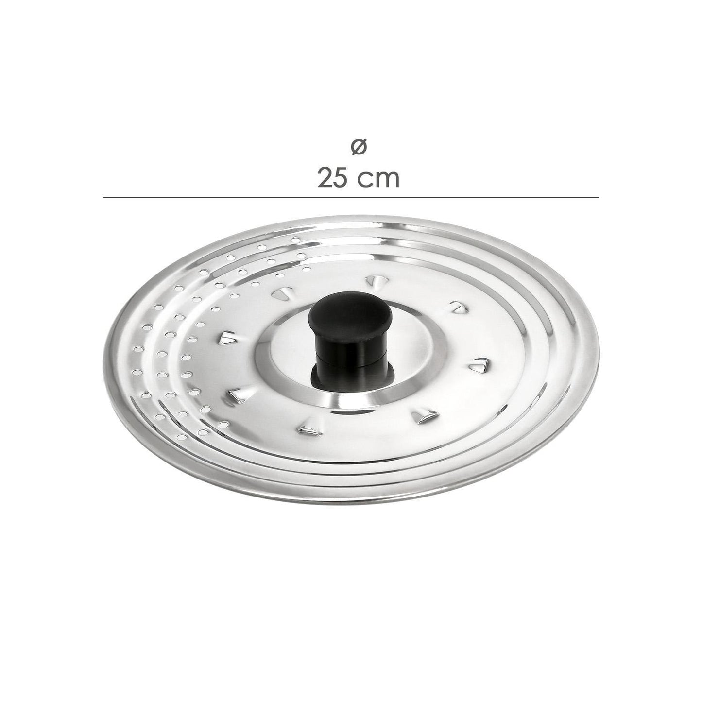 Tapadera Multiusos Acero Inoxidable Ø 25 Cm. Uso Tapa Anti Salpicaduras Y Escurridor. Tapadera Adpatable Diferentes Medidas_1