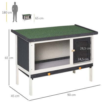 Pawhut Conejera De Madera Con Techo Asfáltico Abatible Y Bandejas 90x45x65 Cm_2