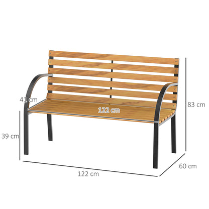 Outsunny Banco De Jardín De 2 Plazas 122x60x83 Cm Con Respaldo Y Apoyabrazos_2
