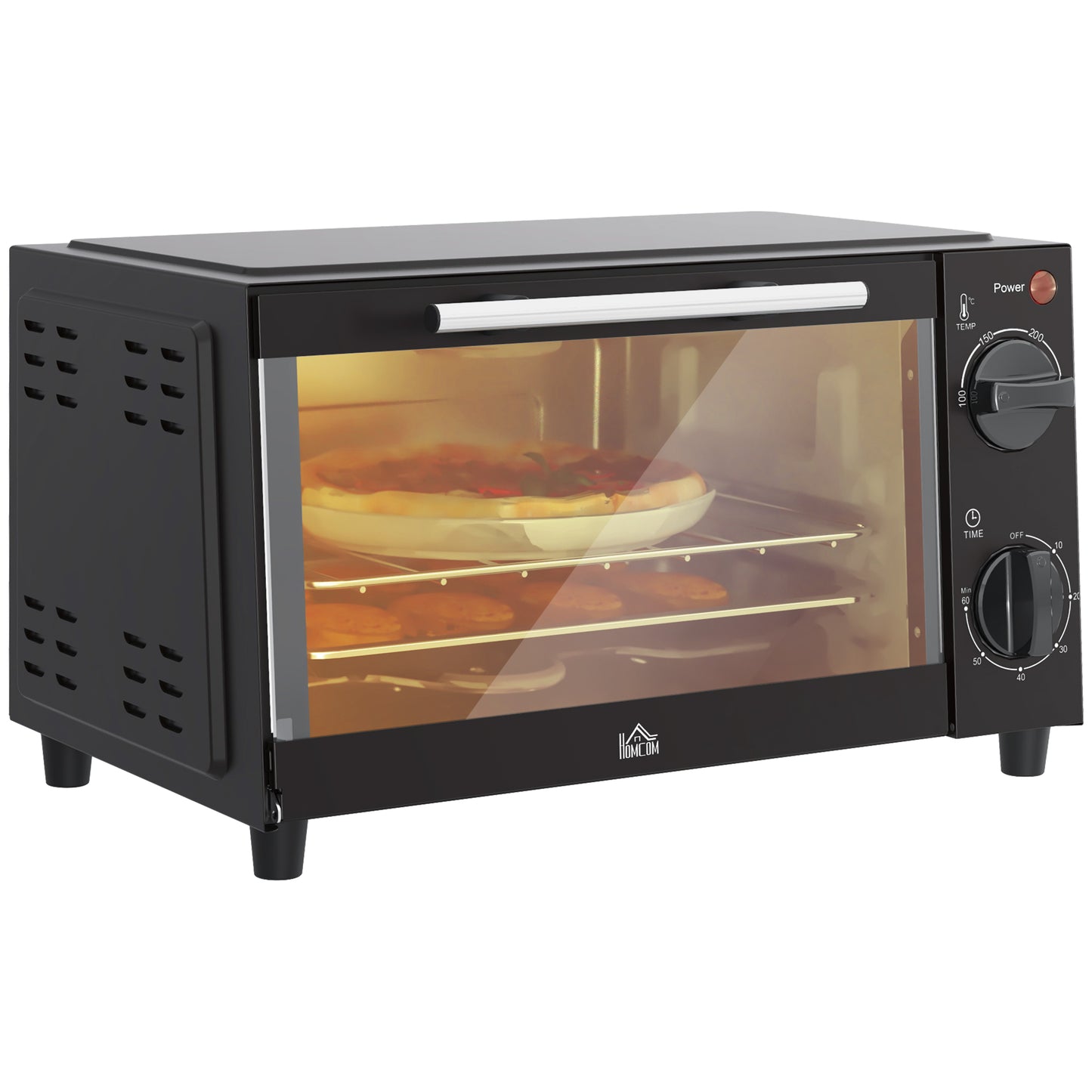 Homcom Mini Horno Eléctrico 9l 50w Con Temperatura Ajustable Temporizador Negro_0