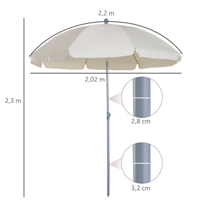 Outsunny Sombrilla De Playa Diámetro Ø202 Cm Con Techo Inclinable Poste_2