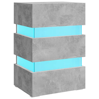 Mesita De Noche Led Madera Ingeniería Gris Hormigón 45x35x67 Cm_0