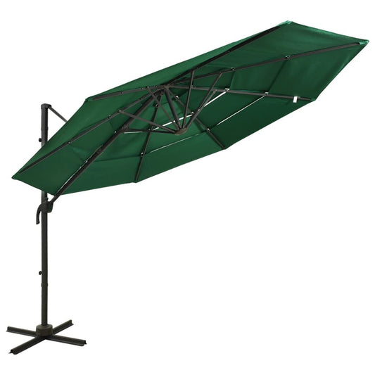 Vidaxl Sombrilla Jardín De 4 Niveles Con Palo De Aluminio Verde 3x3 Cm_0