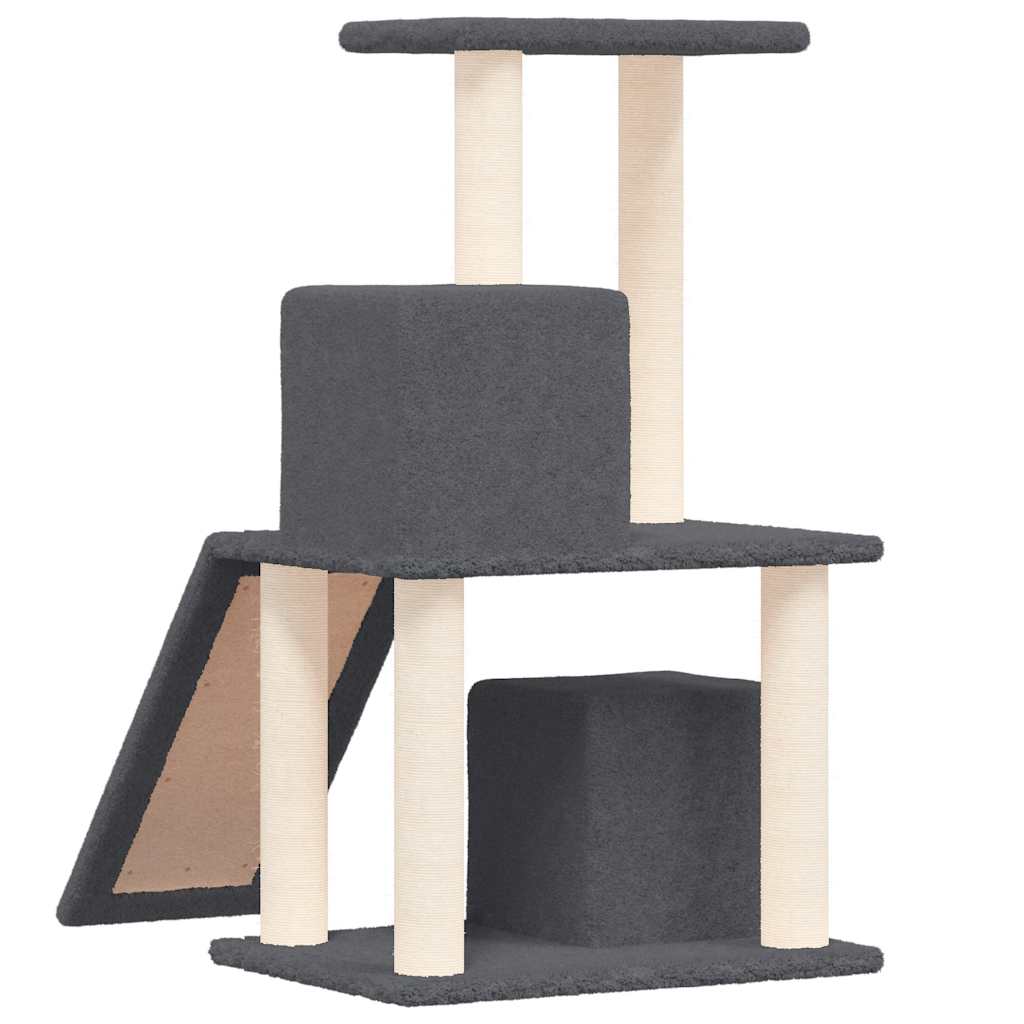 Rascador Para Gatos Con Postes De Sisal Gris Oscuro 82 Cm_4