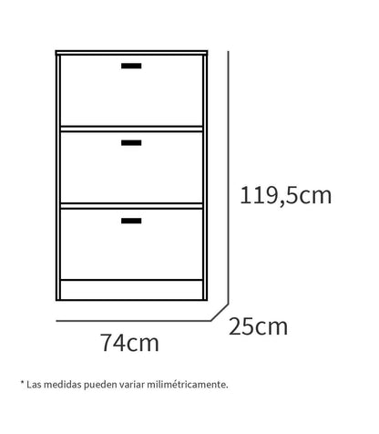 Zapatero 3 Trampones Toledo En Roble Cambrian/blanco. 74cm(ancho) 119.5cm(altura) 25cm(fon_4