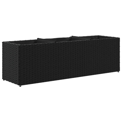 Jardineras Con 3 Maceteros 2 Uds Ratán Pe Negro 105x30x32 Cm_4
